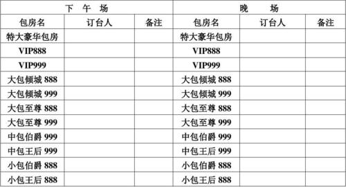 私人评价，私人收费表！
